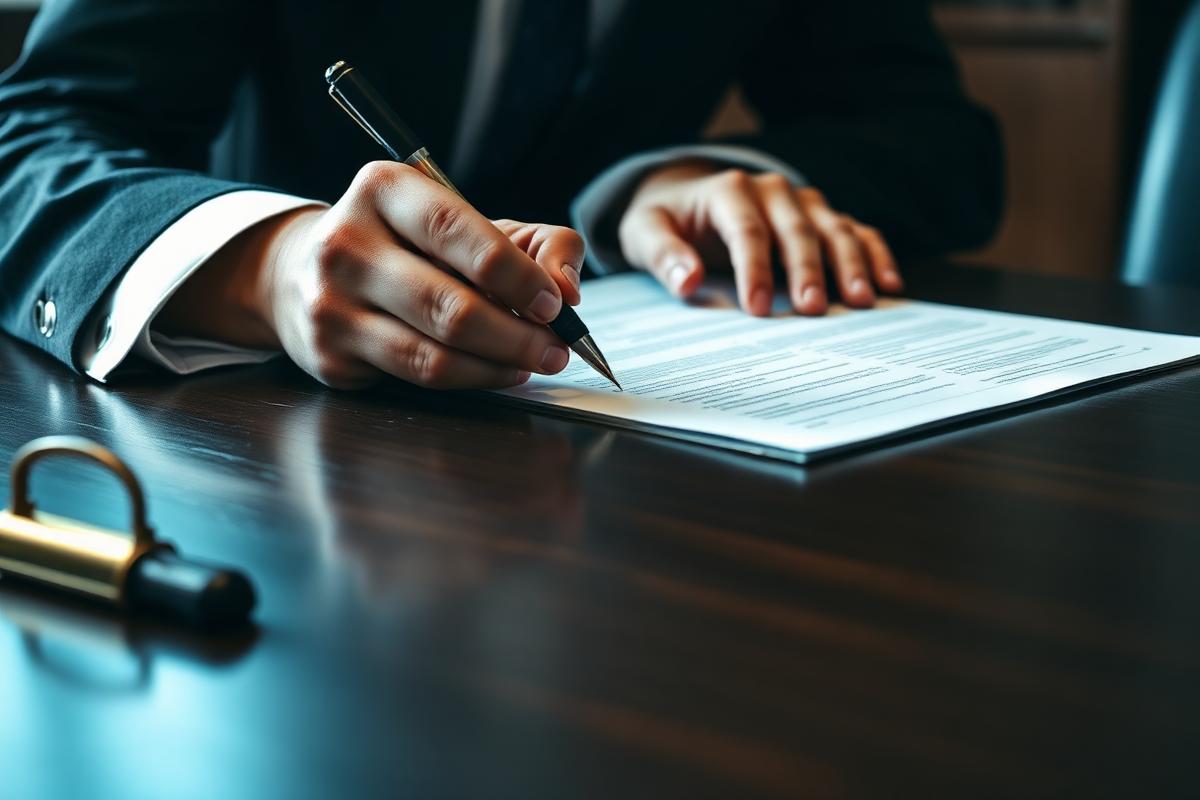 Firma di un contratto civile sulla scrivania dello Studio